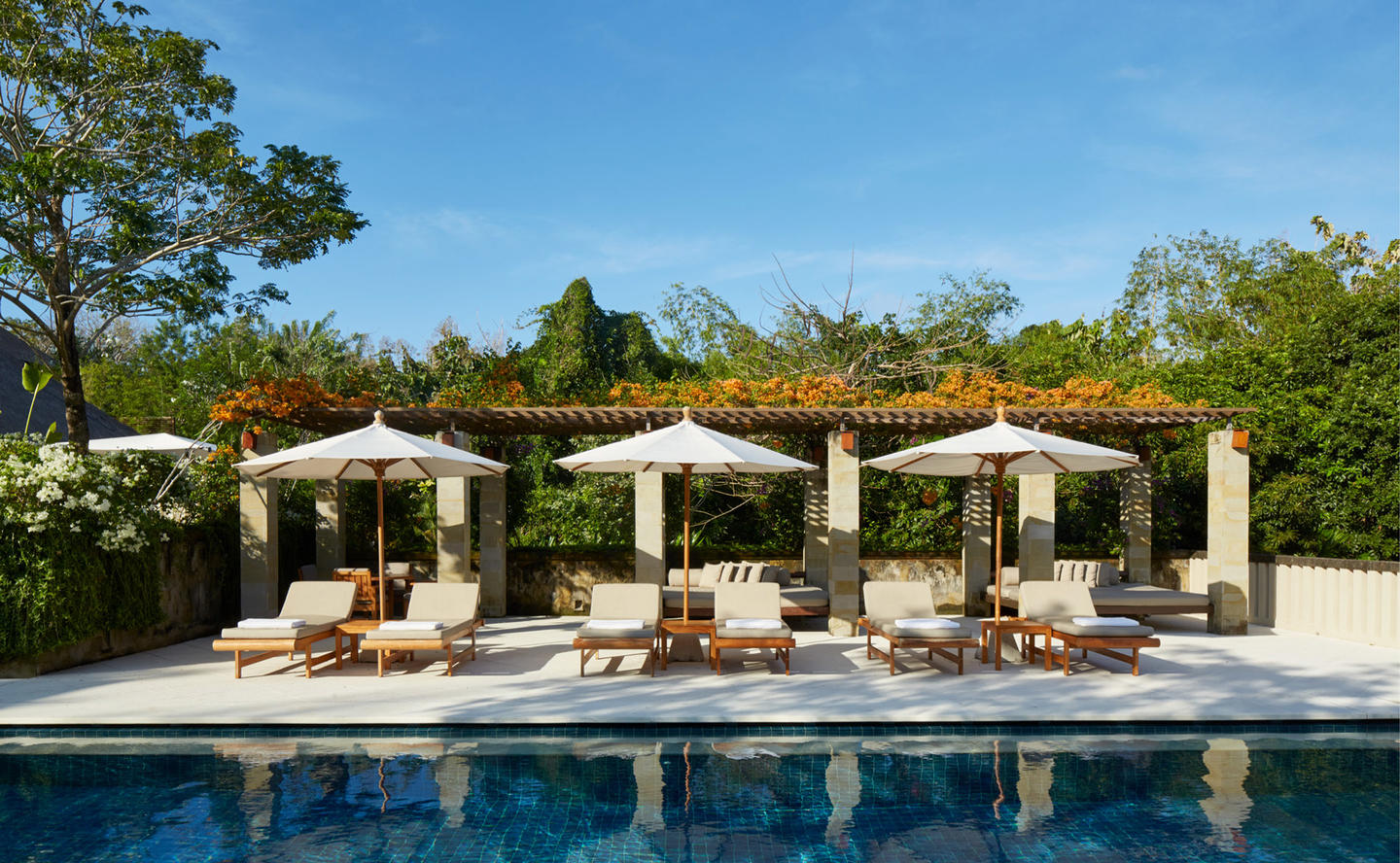 Sun Loungers by Swimming Pool, Four-Bedroom Villa - Aman Villas at Nusa Dua, Bali 