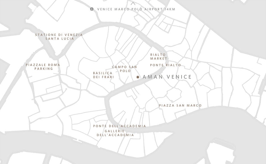 Aman map, Aman Venice, Getting here
