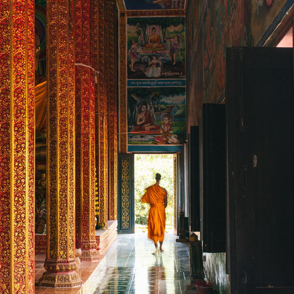 Amansara, Cambodia - Monk, Hallway